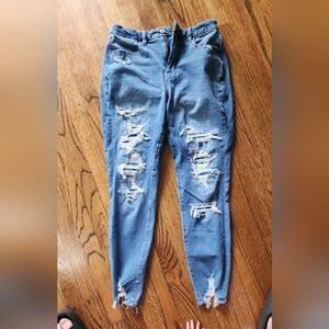 American Eagle Blue Skinny Distressed Jeans